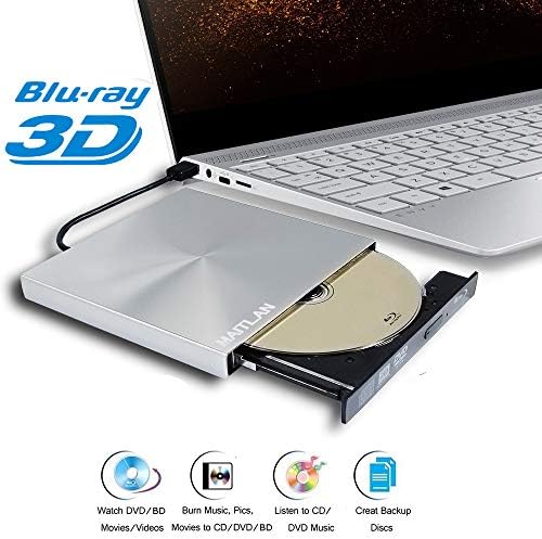 Надворешен USB 3.0 6X Blu-ray Режач 3d Филмови Плеери, За Acer Нитро 5 7 AN515 Предатор Хелиос 300 500 700 2019 2020 15.6 Игри Лаптоп, Пренослив