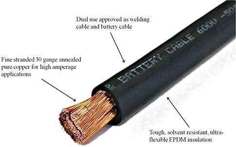 WNI 8 мерач 25 стапки црна + 25 стапки црвена 8 AWG Ultra Flexible Welding Battery Bacper Cable жица - направена во САД - автомобил, инвертер,
