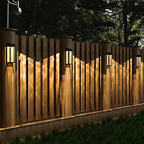 Goodfoever Solar Fence Lights Outdoor, 4 пакувања водоотпорен соларен пост акцент светлина соларна палуба светла wallидни светла