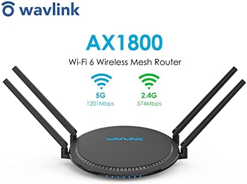 Wavlink WiFi 6 рутер, AX1800 безжичен рутер, двоен опсег Gigabit WiFi Интернет мрежи до 1.500 квадратни метри и 64+ уреди, рутер за мрежи,