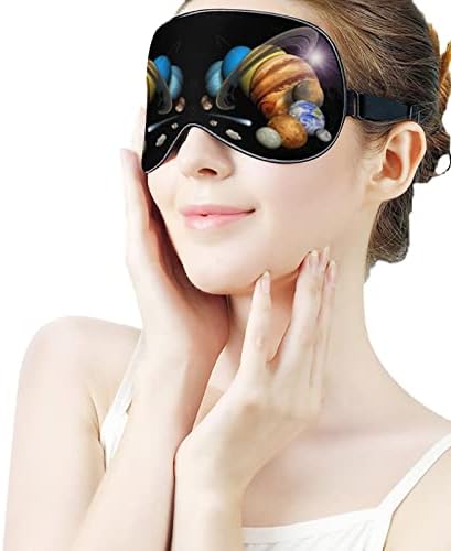 Простори соларни планети печатени маски за очи за очи меко слепило око со прилагодлива лента за ноќни очила за очила за мажи за мажи жени