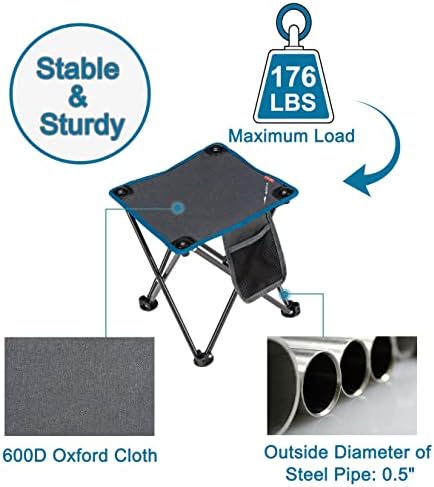 Столче за кампување во Јолафе, лесна цврста преносна столица со страничен џеб, се поставува за 1 секунда, преклопна столица за кампување,
