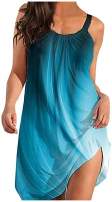 Летни фустани за жени 2023 плажа пролетен цветен печатен резервоар за печатење фустан без ракави покритие обичен фустан од бохо