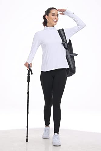 Cunyi жени upf 50+ Заштита на сонце со долг ракав четвртина патент пулвер Брзи суви кошули за пешачење со патенти џебови врвови
