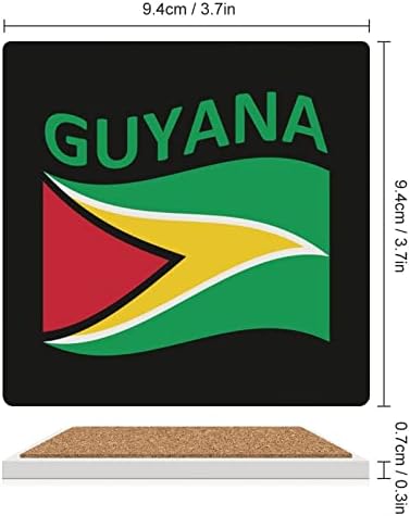 Знаме На Гвајана Керамички Подлоги Плоштад Пијалок Подлоги Постави Чаша Душеци Со Плута База За Кафе Чај Пијалаци