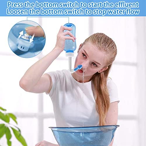 Назално шише за миење, Abnaok синус исплакнете и назална назална назална миење саксија за миење садови за носот наводнување совршен за возрасни