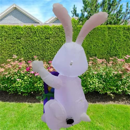 Рејвен стои велигденски надувување зајаче со кошарка на отворено затворено играчки со LED светла Градинарски тревник за празници за празници