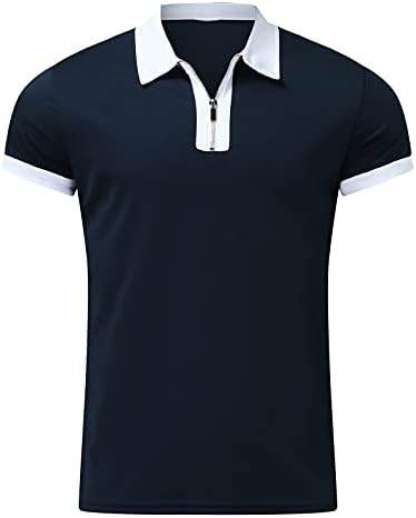 Руируилико Менс летни поло маици со кратки ракави, обични маички кошули, поштенски врат, опуштено вклопување голф Полос Туника врвови