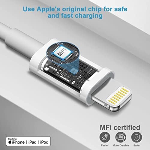 [Сертифициран MFI] 13 14 Брз полнач, 2 пакет 20W PD USB-C Полнач за напојување со тип-C на светлина^кабел за синхронизација на брзо полнење