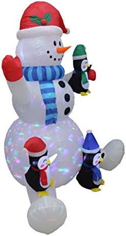 6 стапала високи вртечки светла Божиќен снежен човек со три симпатични пингвини осветлена декорација на забава за отворено затворено домашно