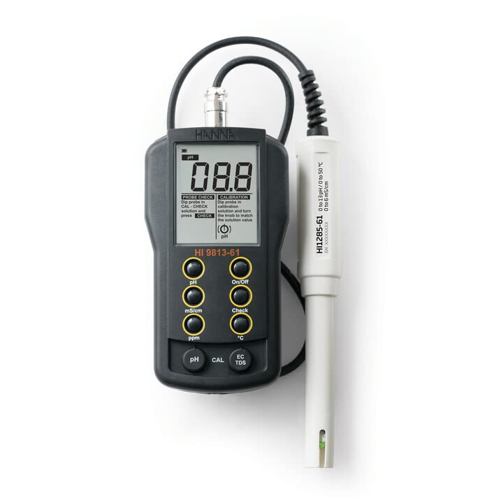 Хана Инструменти HI 9813-6N Водоотпорен pH/EC/TDS мерач на температура чиста и калибрација проверете за лозарите, 0 до 50 степени