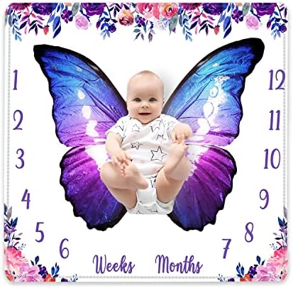 Qicaiyun Butterfly Baby Milestone Chainte Baby Photo Fication For For For For For For For For For For For 1-12 месеци за девојчиња и момче Пеперутка