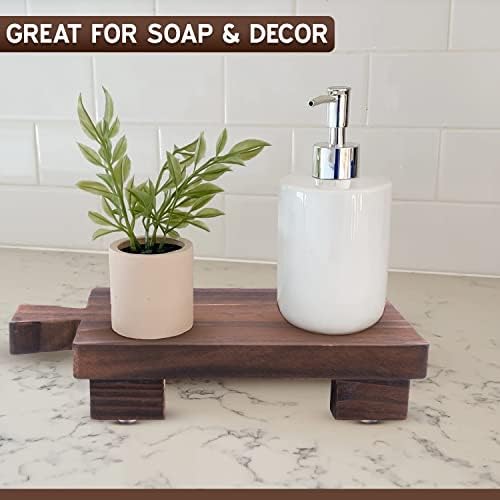 Рајсер за пиетали за дрво | Дрвениот сапун стојат за бања или кујнски декор | Дрвена сапун за сапун и фиока за држач за парфеми | со функција против