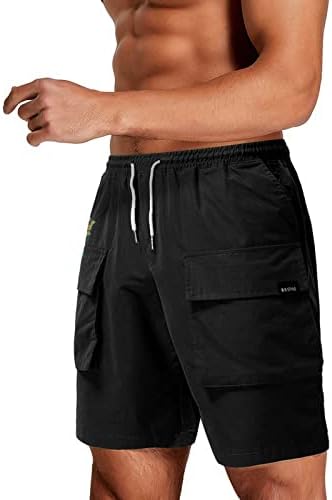 Хехоа машки шорцеви, машки обични влезови на товарни шорцеви случајни модни џогирање на отворено печатено мулти-џебни шорцеви