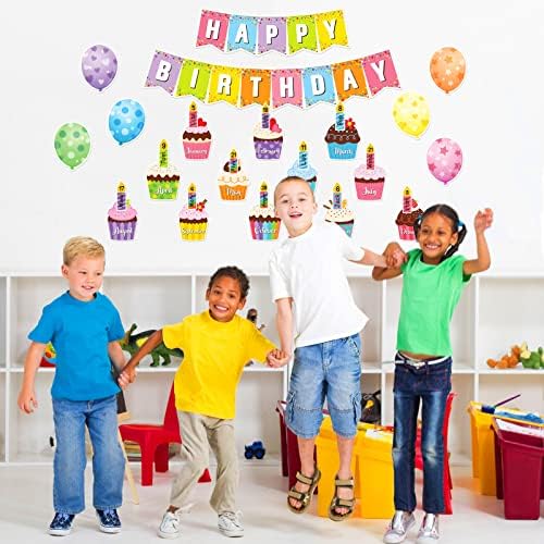 45 парчиња среќен роденден билтен сет роденденски билтен за украси во училница роденденска табела роденденски календар балон свеќа