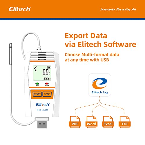 Elitech TLOG 100EH Дигитална температура на влажноста на влажноста на влажноста на емитување на температурата рекордер PDF Извештај