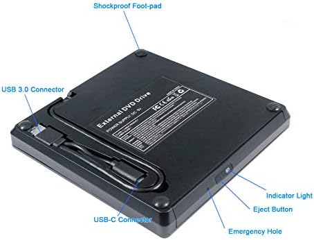 2-ВО-1 USB-C Надворешен 6x 3D Blu-ray Режач, За Acer Игри Лаптоп Нитро 5 7 AN515 Предатор Хелиос 300 500 700 2019 2020, Пренослив BD-R
