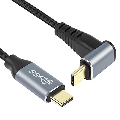 Gelrhonr 0,5m десен агол USB C до USB C кабел, 90 степени 10Gbps 4K@60Hz PD 100W USB3.1 Gen2 маж до машки кабел за полнење, кабел за намалување