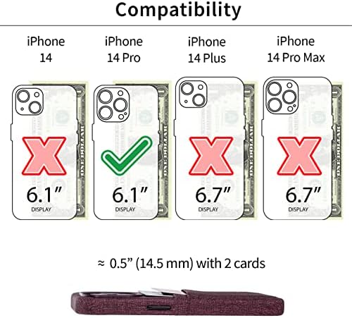 Докем Картичка Случај за iPhone 14 Pro Со Вграден Во Метална Плоча За Магнетни монтажа &засилувач; 2 Картичка Носителот Џебови: Лукс М2