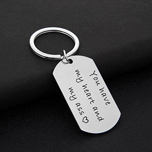 Амосфун креативни зборови клуч за клучеви од не'рѓосувачки челик прстени за двојки подароци за приврзоци за приврзоци за клучеви