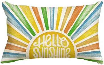 Avoin ColorLife Hello Sunshine лето фрлање перница за перници, 12 x 20 инчи жолто сино портокалово перниче за декорација за кауч за софа