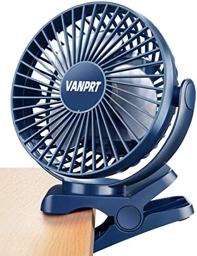 Клип на VanPrt 6 '' на вентилатор, преносен вентилатор за полнење, 3 брзини и ротација на 720 °, тивка, силна зафатница, 5000mAh Мал вентилатор