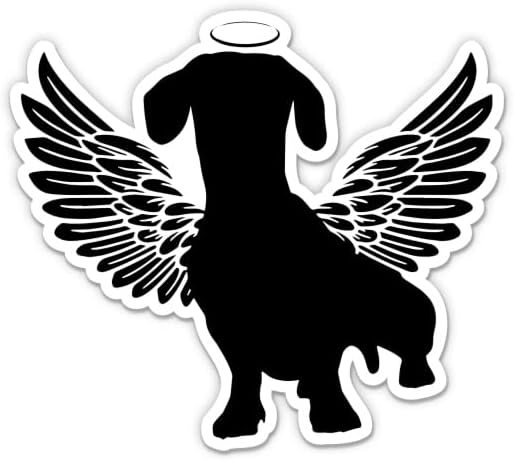 Налепници за меморијални ангели Dachshund Dog - 2 пакувања од 3 налепници - водоотпорен винил за автомобил, телефон, шише со вода,