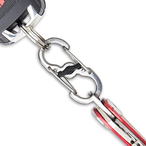 Keysmart Брзо исклучување на карабинерот од не'рѓосувачки челик со заклучување - Двојно заклучување на клучеви за заклучување на клучеви
