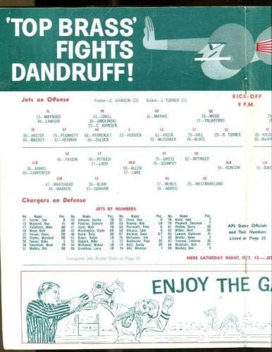1964 San Diego Chargers @ New York Jets 10/3/64 AFL програма EX - NFL програми