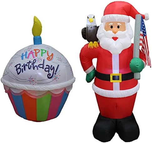 Пакет за украси на две роденденски и Божиќни забави, вклучува 4 нозе високи надувување на надувување среќен роденден со свеќа, и 6 нозе високи