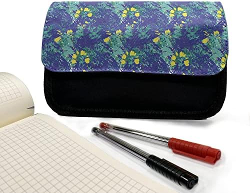 Необичен случај со молив за боја, рачна работа на случајни распрскувачи, торба со молив со ткаенини со двоен патент, 8,5 x 5,5, темна лаванда
