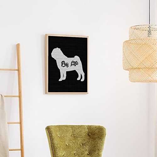 Pug Life Dog Custom Diamond Saftion Kits Paint Art Art Pictures By Броеви за декорација на домашен wallид 16 x20
