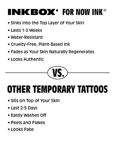 Инкбокс Привремени Тетоважи, Полутрајна Тетоважа, Една Премиум Лесна Долготрајна, Водоотпорна Темп Тетоважа Со Засега Мастило-Трае 1-2 Недели,