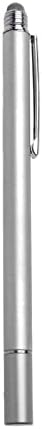 Пенкало за пенкало во Boxwave Compatible со DFI TPC150 - Дуалтип капацитивен стилус, врвот на влакно врвот на врвот на капачето за стилот на стилот за DFI TPC150 - Метално сребро