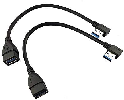 Seadream 2pack Superspeed USB 3.0 агол Машки до женски продолжен кабел од 20 см -2 пакет секој од левиот агол и десниот агол