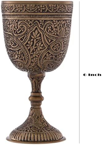 Месинг Врежан Гроздобер Пехар Од Чаша-6-инчен Дизајн Инспириран Од Кралот Артур-Антички Финиш-Капацитет од 250 мл-Средновековен