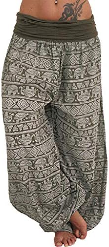 Женски карирани панталони за пижами со цветни печати за спиење со џебови со џебови со џогери џогери атлетски јога панталони