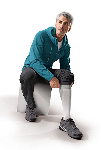 JobSt-7528903 Чорапови за компресија на спорт, 15-20 mmHg, високо колено, X-large, бело/сиво