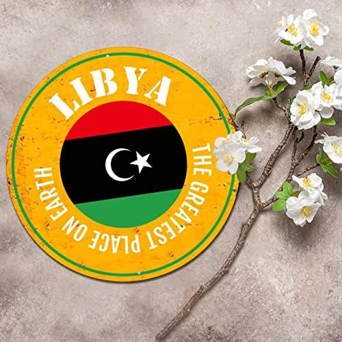 Гроздобер метален калај знак Патриотски знаме на земјата Либија Најголемото место на Земјата Ретро врата паб знак Плакета класичен