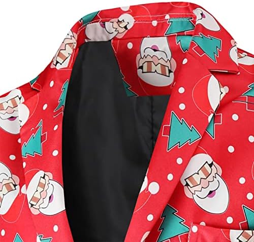 XXBR Божиќна смокинг јакна за костуми за мажи, смешен Божиќ Дедо Мраз Снегулка за печатење Блејзер Едно копче ПАРТ ПАРТ БЛАЗЕРИ