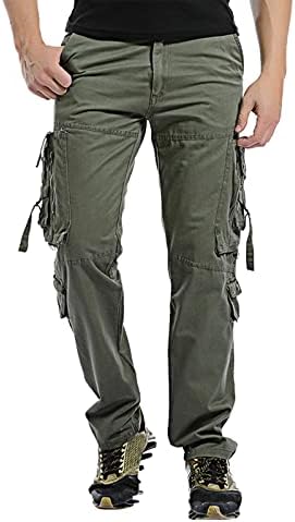 Панталони со хехоа за мажи, машки обични товарни панталони се опуштени се вклопуваат во панталони за работа со директни нозе со џебови