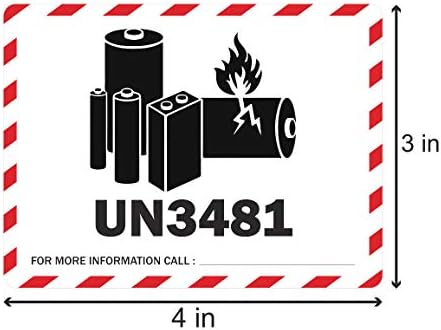 300 НАЛЕПНИЦИ ЗА Етикети UN3481, 3 x 4 Инчни Етикети На Литиум-јонски Батерии Етикети За Ракување Со Испорака Предупредување За