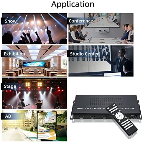 Контролер на видео wallидови на McBazel HDMI 2x2, HDMI VIDEO PROCESS PROCESSOR 1080P@60Hz Поддршка за спојување на екранот 8 режими на