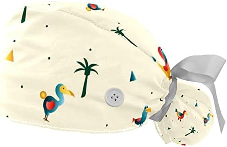 2 парчиња работна капа на птици Додо со копче и џемпери прилагодлива унисекс вратоврска за грб, медицинска сестра хируршки капачиња