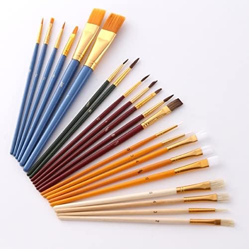 25 парчиња/постави најлонски четки за боја на коса масло акрилик акварел цртање сликање на четки пенкала за уметност уметнички материјали