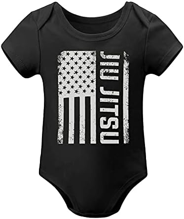 B & Mavis Бразилски Jiиу Jiитсу Американско знаме Унисекс бебе краток ракав Црн каросерија