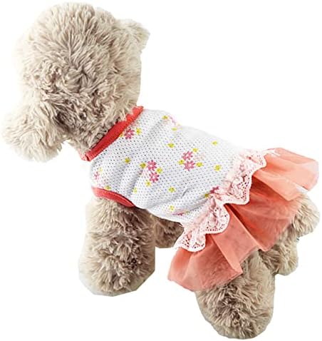 Здолниште за кучиња Aniac xxs со цветна шема мачка принцеза фустан за зајаци облеки кученце чипка туту здолниште Јорки пролетна