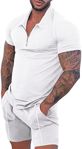 Ендорадоре машки поло маици шорцеви ракави случајни тенок фит тренингот кошули мускули патент