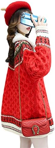 Женски трикотажа есен зимски божиќни божиќни кардигани со единечни корејски дами џемпери јакна