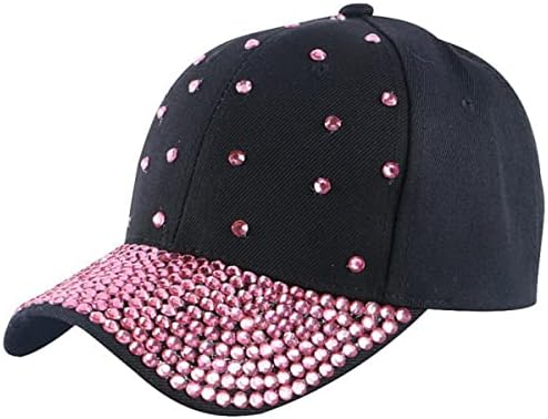 Подарок_Source Women'sенски кристал Rhinestone, бејзбол капа, искра, памучна капа, случајна спортска капа, прилагодлива за дишење на сонцето.